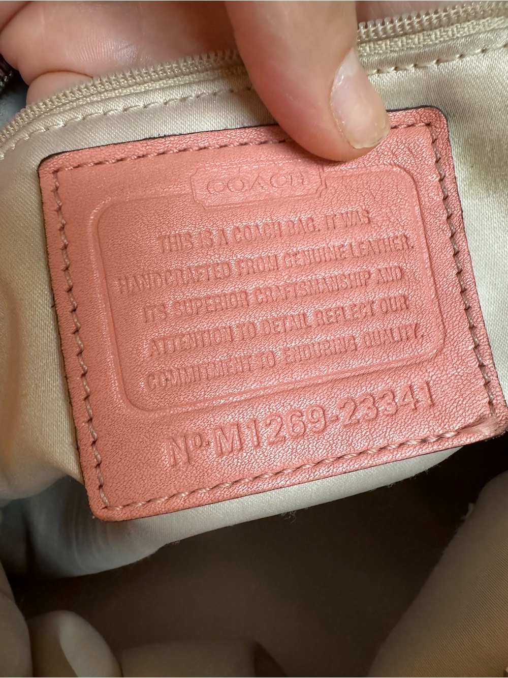 Coach Madison(Maggie) woven Leather Tote/Satchel - Coral Pink - Picture 6 of 16